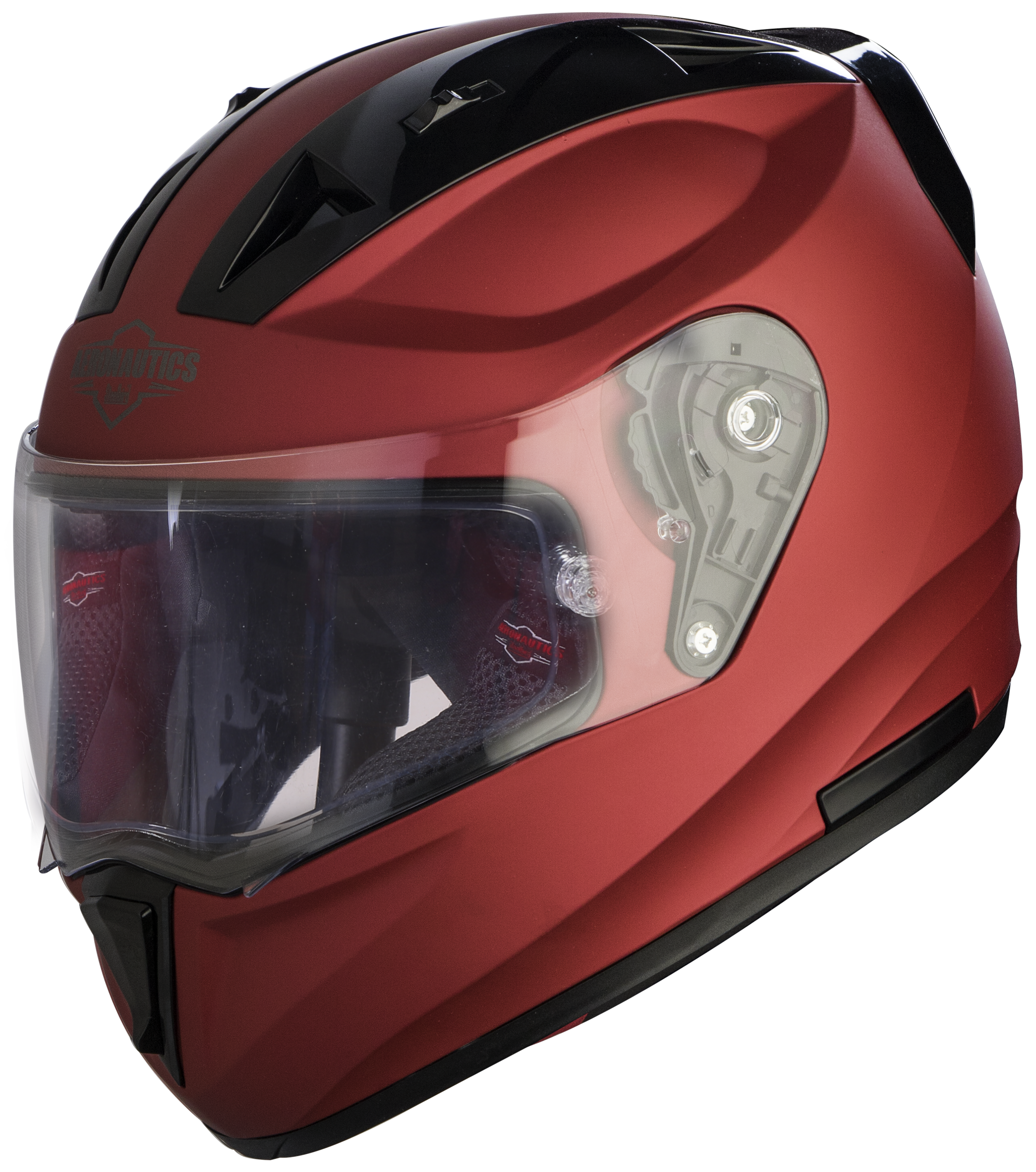 SA-1 Aeronautics Mat Maroon With Anti-Fog Shield Clear Visor